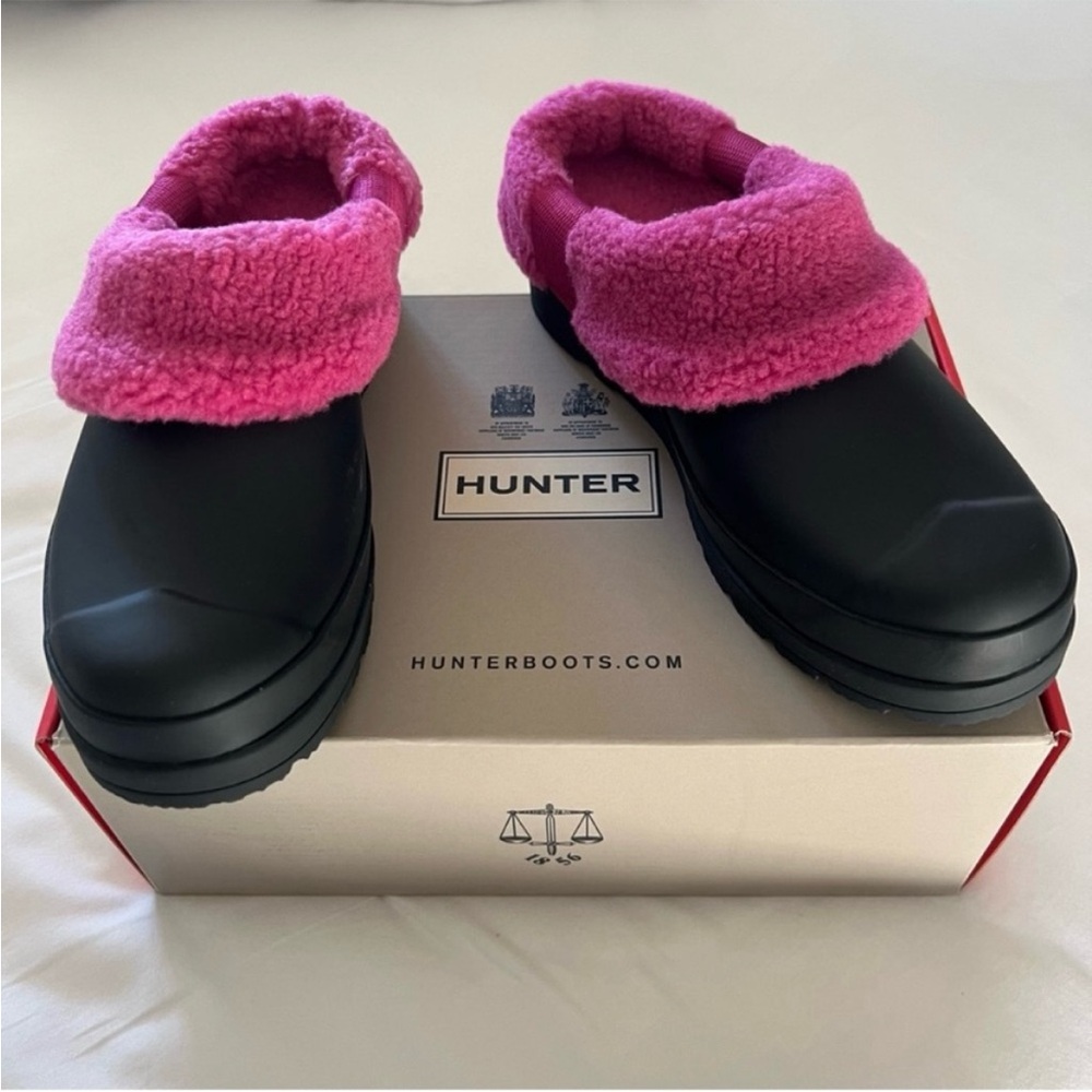 Hunter Black and Pink Mules